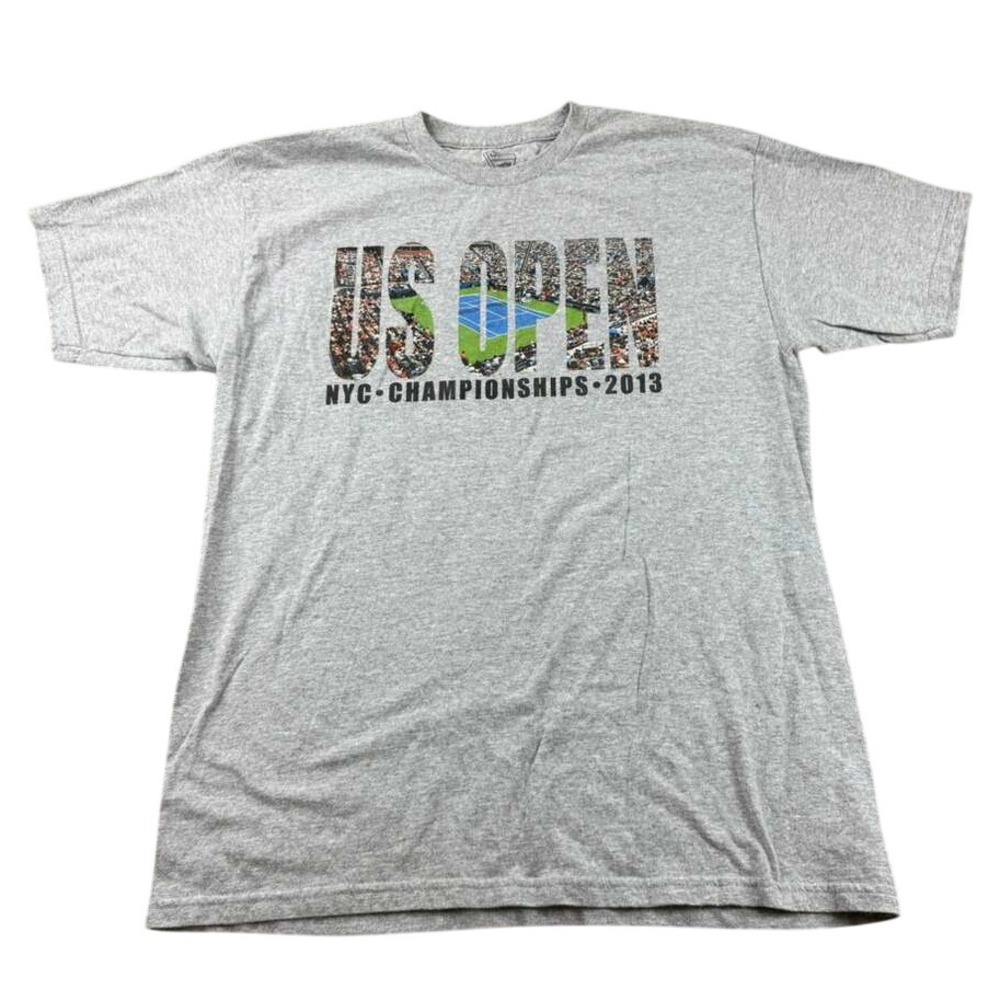 US Open Tennis USTA T Shirt Men L 2013 NYC Championships Graphic Gray‎ Cotton